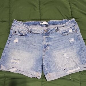 KanCan Light Blue Distressed Rolled-Hem Jean Shorts